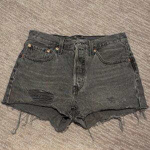 Levi's Distressed Black Jean Shorts